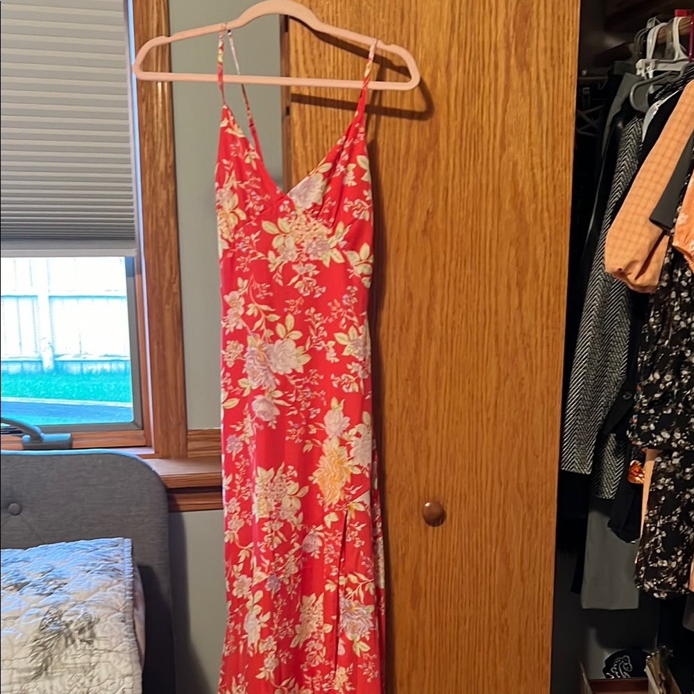 Vici Red and Pink Floral Maxi Sundress